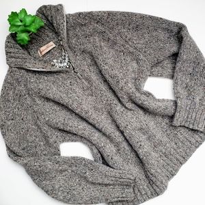 Cristiano Fissore Marled Grey Merino Wool Cashmere Half-zip Sweater